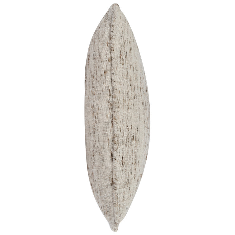 Tali Cream and Brown Cotton Linen Square Throw Pillow