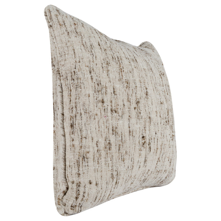 Tali Cream and Brown Cotton Linen Square Throw Pillow