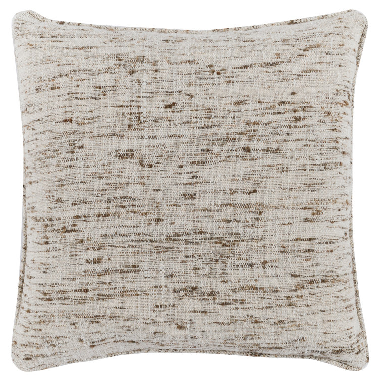 Tali Cream and Brown Cotton Linen Square Throw Pillow