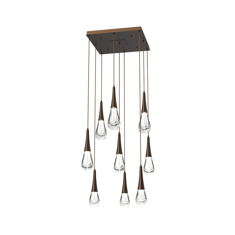 Elysian Bronze 26.8" LED Glass Island Pendant with Adjustable Height