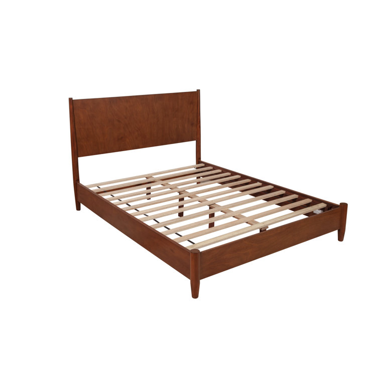 Flynn Mid-Century Modern King Platform Bed with Drawer, Acorn Brown