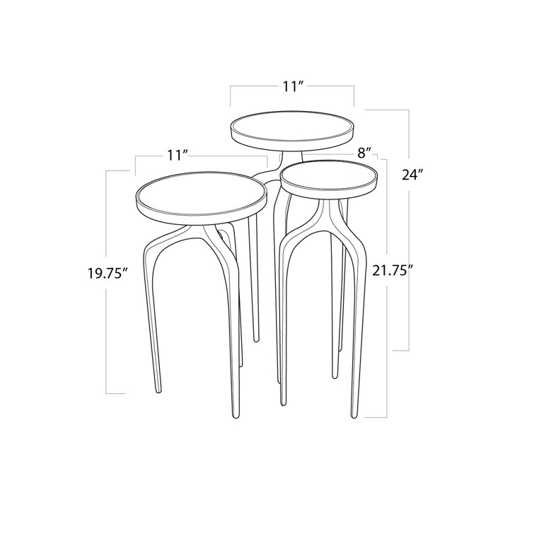Mid-Century Modern Gradient Height Accent Tables Set