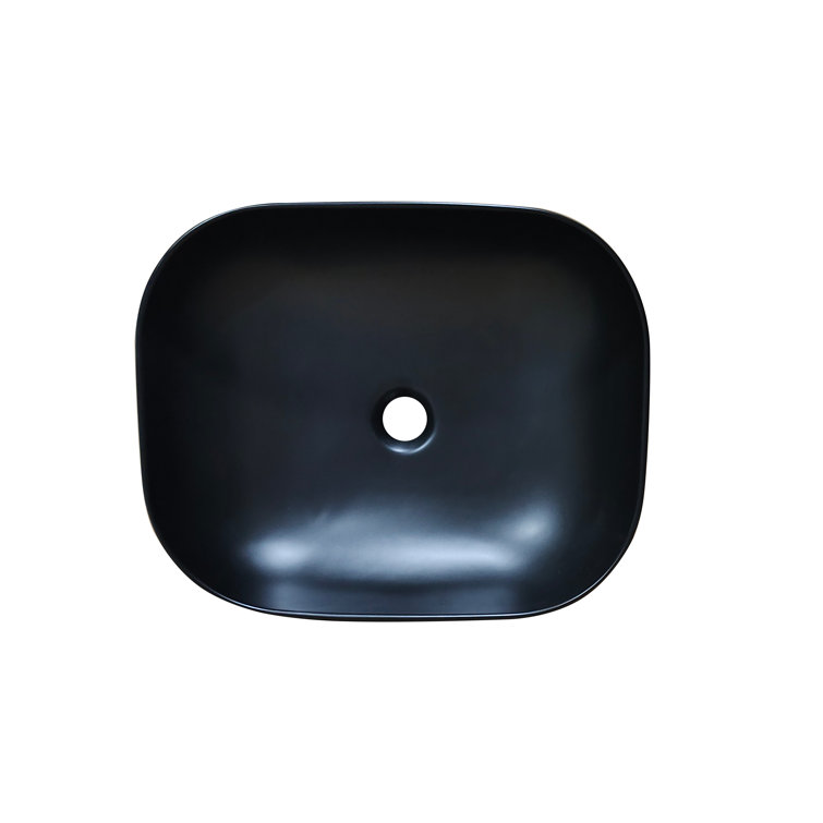 Altair 20'' Black Ceramic Oval Bathroom Vessel Sink