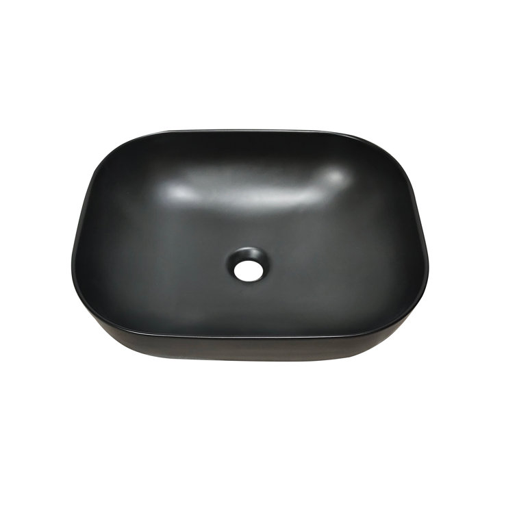Altair 20'' Black Ceramic Oval Bathroom Vessel Sink