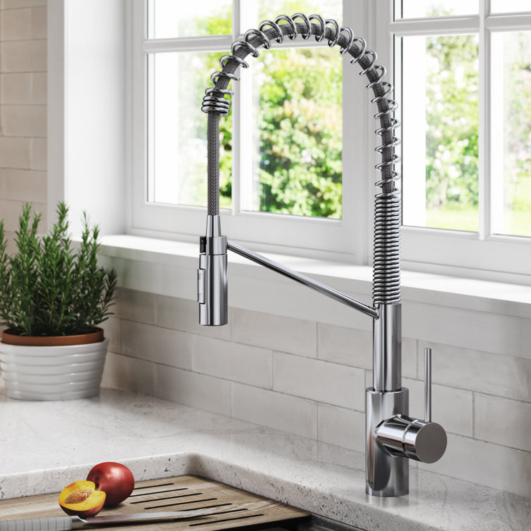 Chrome Commercial Style Pull-Down Kitchen Faucet with Spray