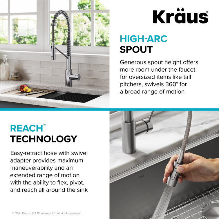 Chrome Commercial Style Pull-Down Kitchen Faucet with Spray