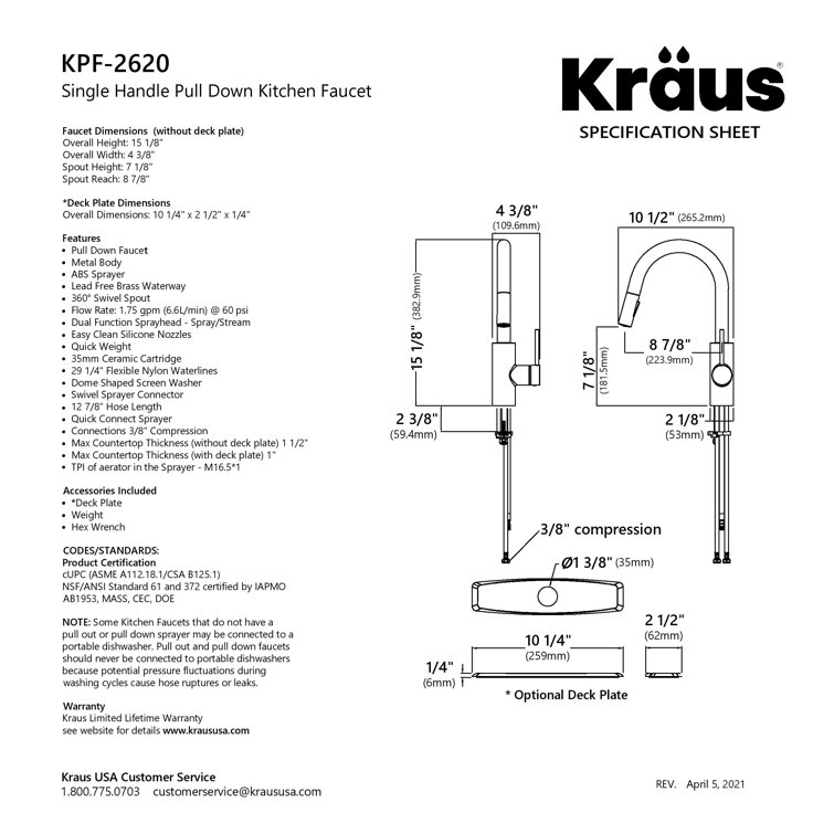 Brushed Brass Single Handle Pull Down Kitchen Faucet