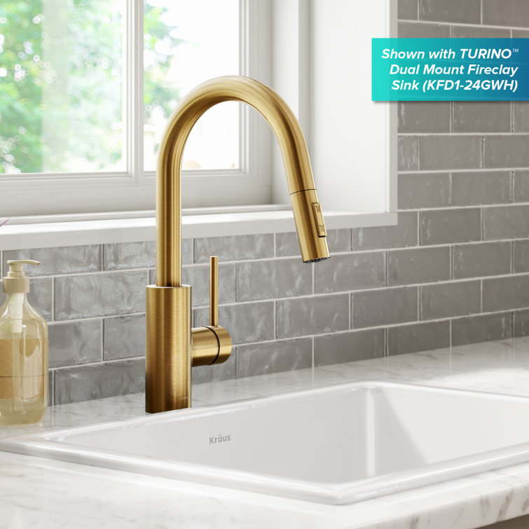 Brushed Brass Single Handle Pull Down Kitchen Faucet
