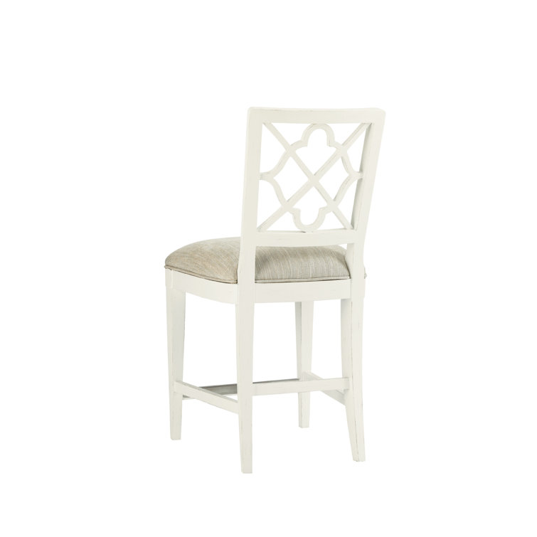 Bermuda Breeze Transitional Cream Counter Stool with Metal Accents