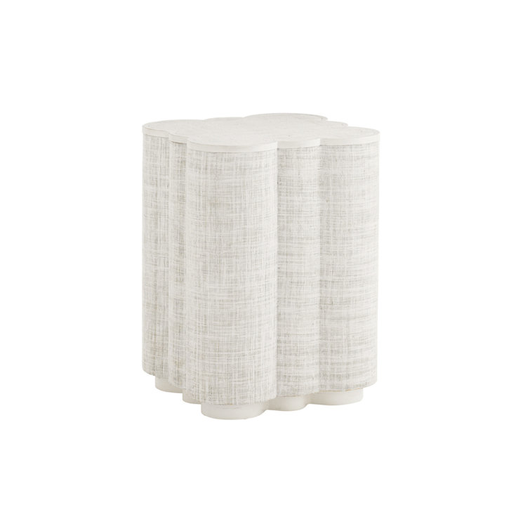 Spar Point 18'' White Raffia Chairside Table with Quadrefoil Shape