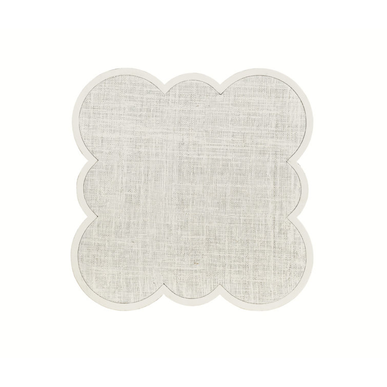 Spar Point 18'' White Raffia Chairside Table with Quadrefoil Shape