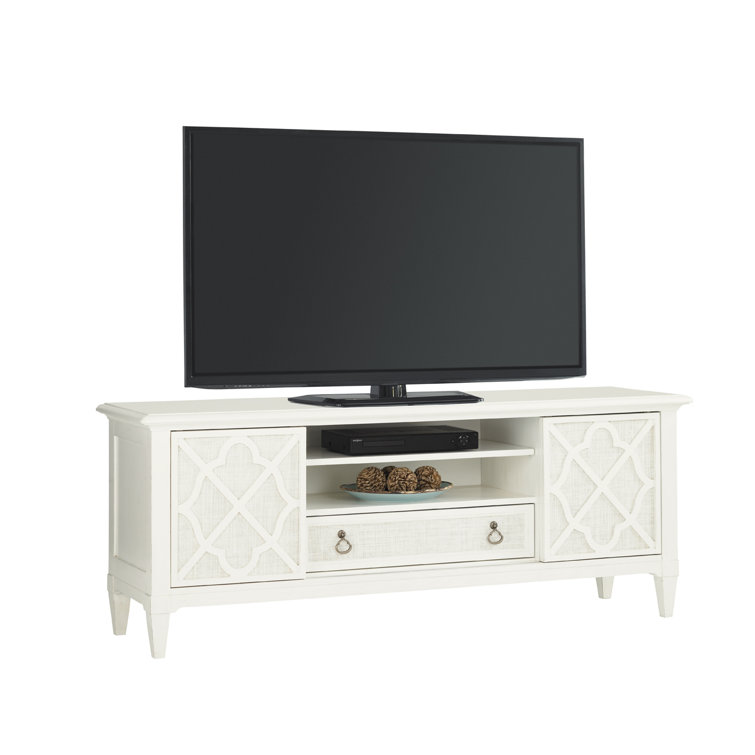 Transitional White 72" Entertainment Console with Adjustable Shelves