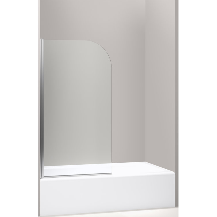 Bright Polished Silver Curved Bath Screen