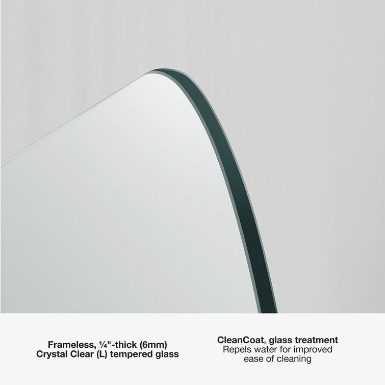Bright Polished Silver Curved Bath Screen