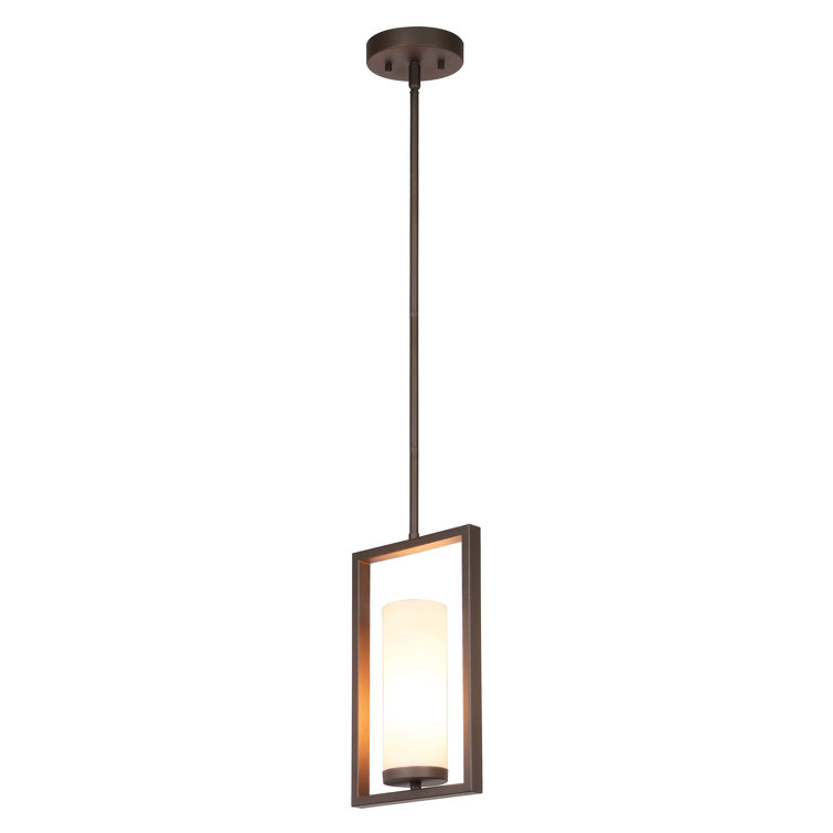 Dark Bronze Mini Pendant Light with White Acrylic Shade