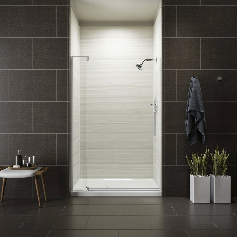 Revel 48'' x 70'' Frameless Pivot Shower Door in Bright Polished Silver