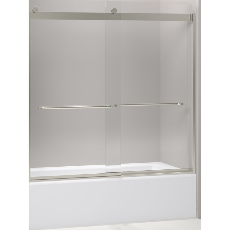 Levity 60" Nickel Frameless Sliding Tub Door with Clear Glass