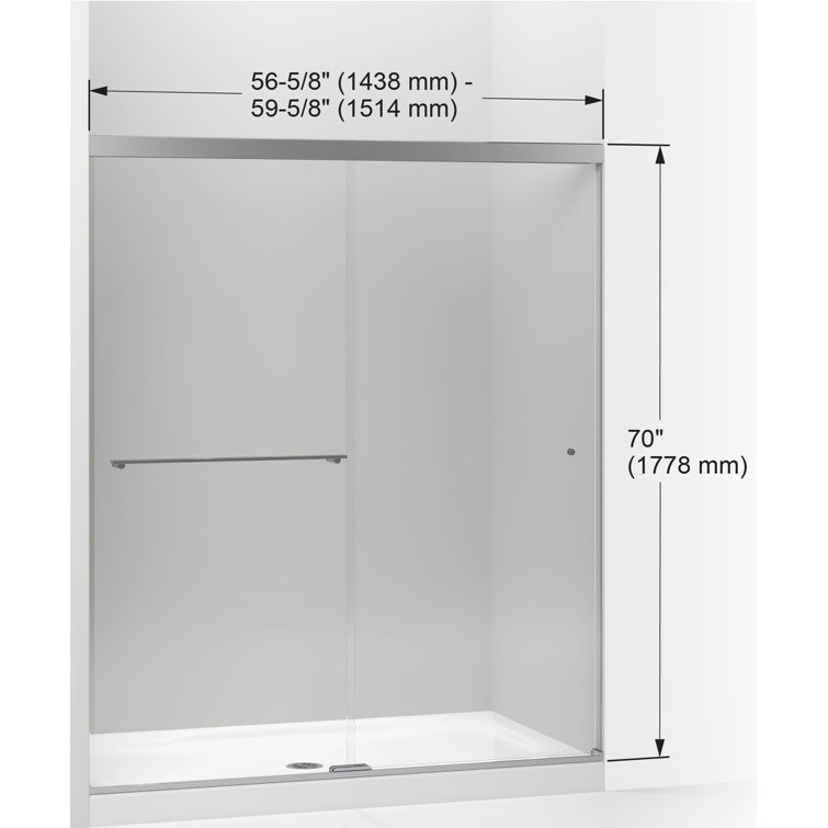 Anodized Brushed Nickel Frameless Sliding Shower Door with Crystal Clear Glass