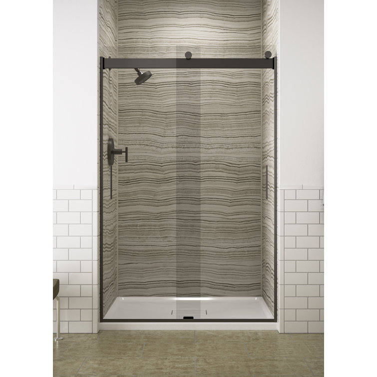 Levity 48" Crystal Clear Glass Shower Door with Dark Bronze Frame