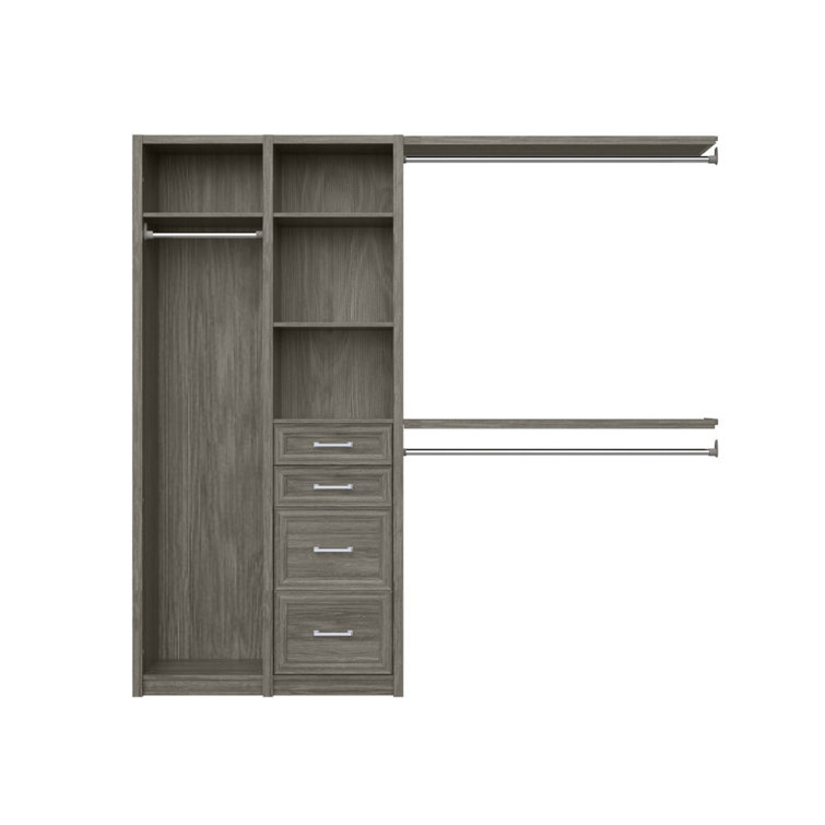 Cool Gray Melamine Closet System with Drawers