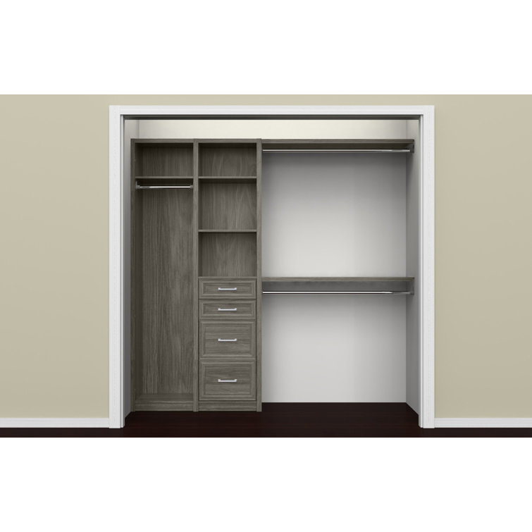 Cool Gray Melamine Closet System with Drawers