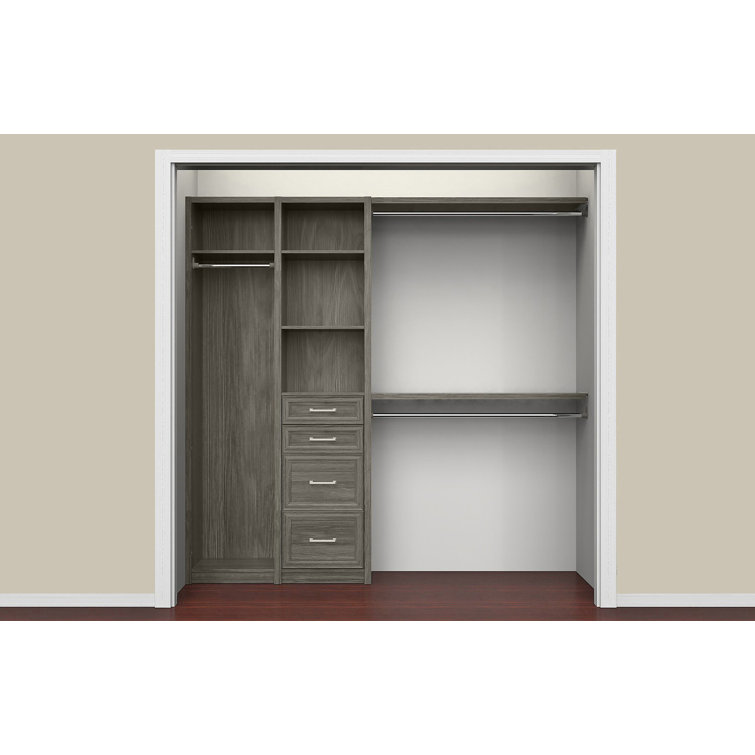 Cool Gray Melamine Closet System with Drawers