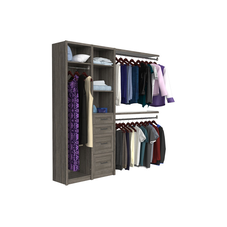 Cool Gray Melamine Closet System with Drawers