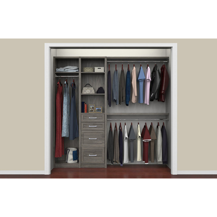 Cool Gray Melamine Closet System with Drawers
