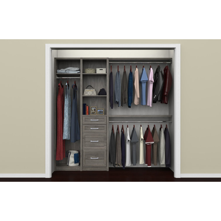 Cool Gray Melamine Closet System with Drawers