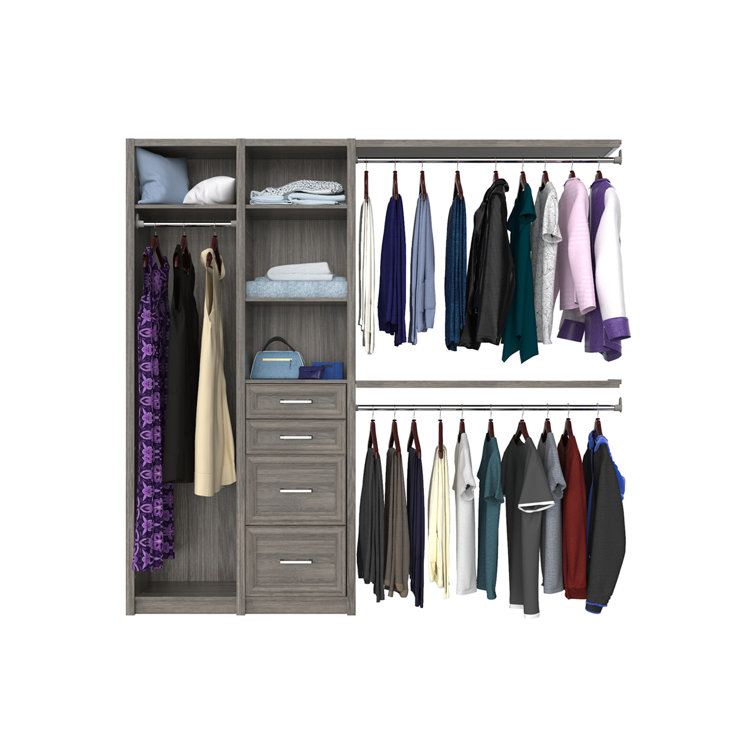 Cool Gray Melamine Closet System with Drawers