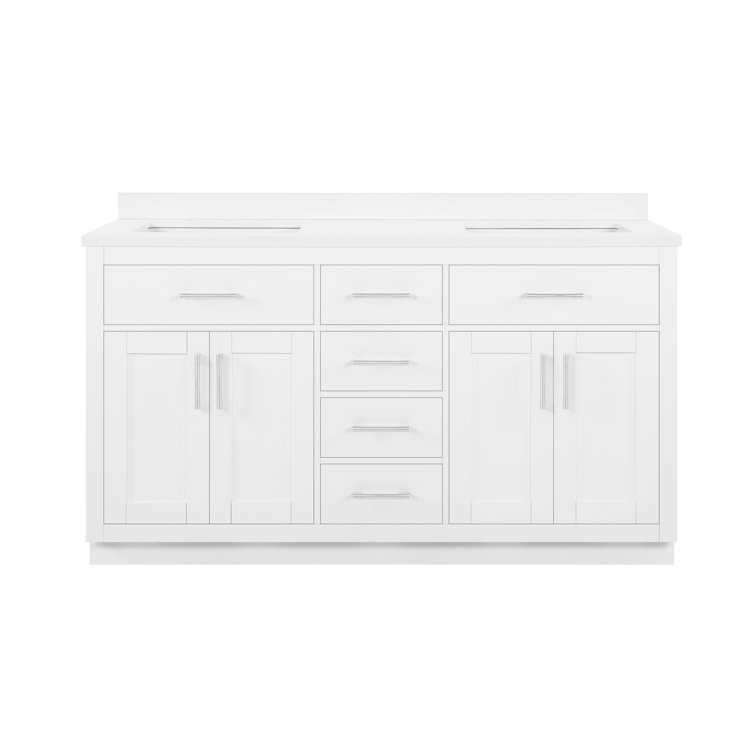 Bailey 60" Pure White Double Sink Freestanding Bathroom Vanity