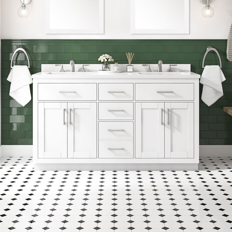 Bailey 60" Pure White Double Sink Freestanding Bathroom Vanity