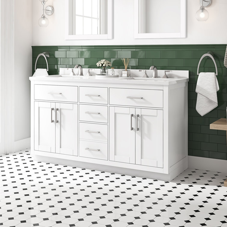 Bailey 60" Pure White Double Sink Freestanding Bathroom Vanity