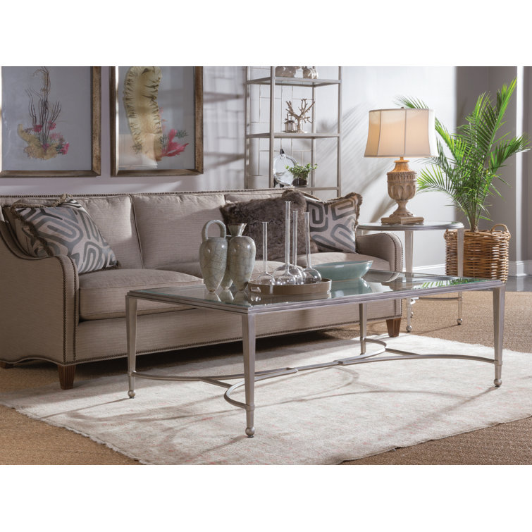 Gray Metal and Glass Square Cocktail Table, 42-inch