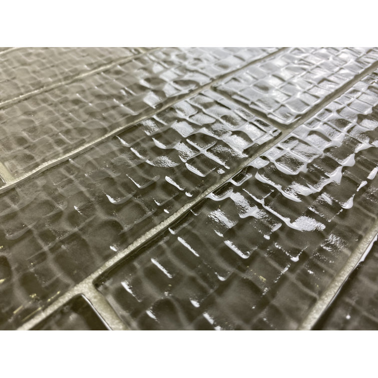 Metro Cubes 2 in. x 8 in. Textured Glass Straight Edge Subway Decorative Kitchen & Bathroom Wall Tile