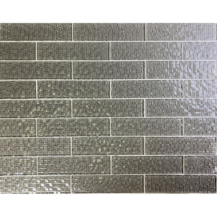 Metro Cubes 2 in. x 8 in. Textured Glass Straight Edge Subway Decorative Kitchen & Bathroom Wall Tile