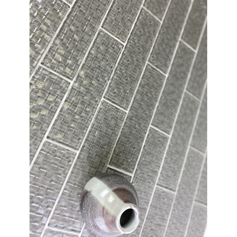 Metro Cubes 2 in. x 8 in. Textured Glass Straight Edge Subway Decorative Kitchen & Bathroom Wall Tile