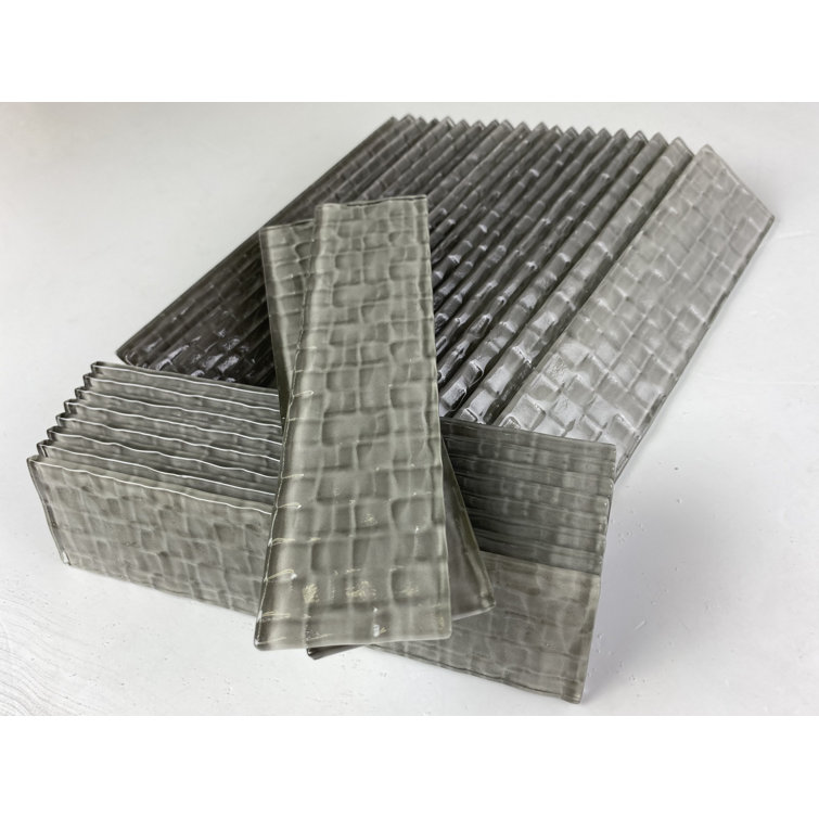 Metro Cubes 2 in. x 8 in. Textured Glass Straight Edge Subway Decorative Kitchen & Bathroom Wall Tile