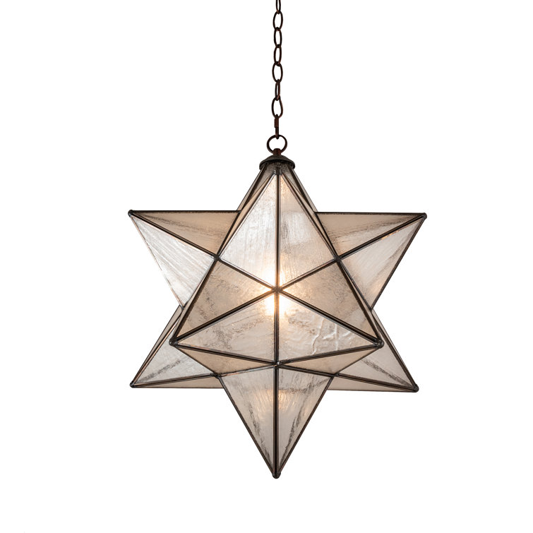 Mahogany Bronze Moravian Star Pendant with Clear Seeded Glass