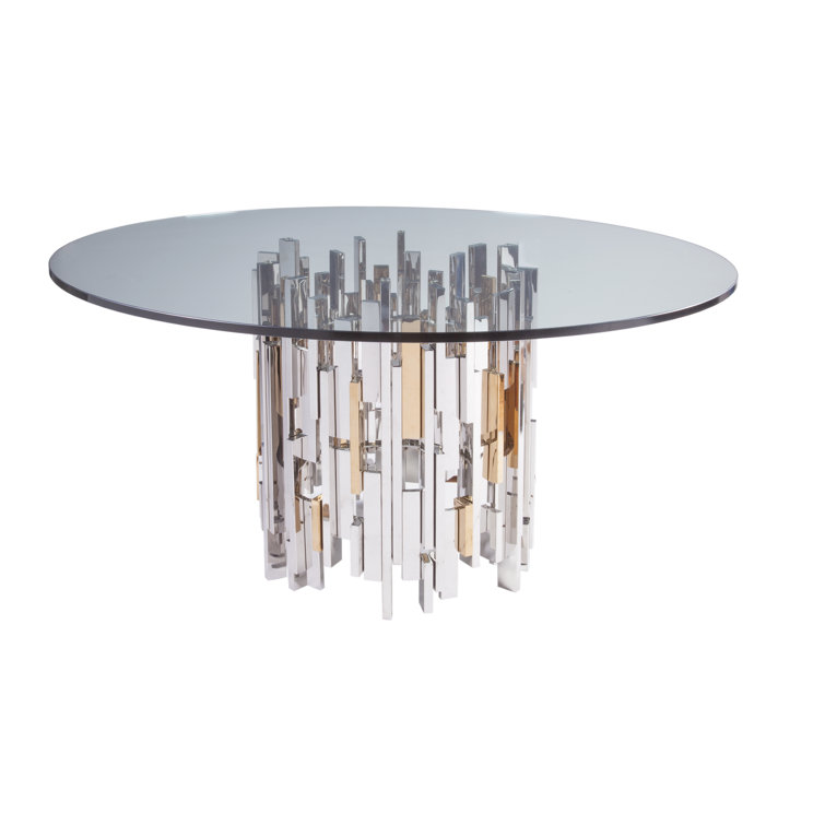Cityscape 60" Round Glass Top Dining Table in Silver