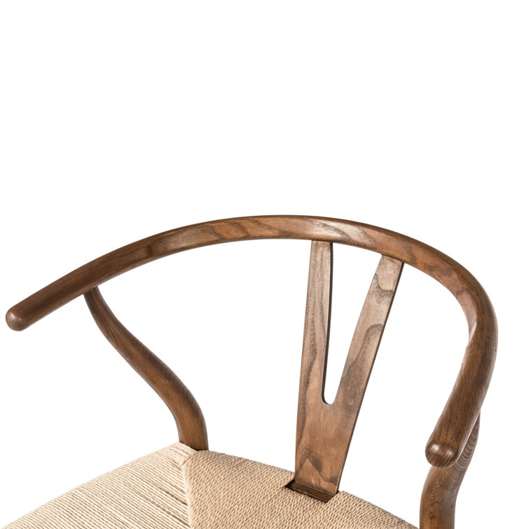 Walnut and Natural Woven Seat Counter Stool