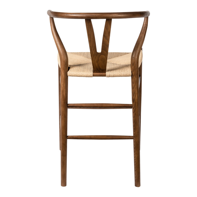 Walnut and Natural Woven Seat Counter Stool