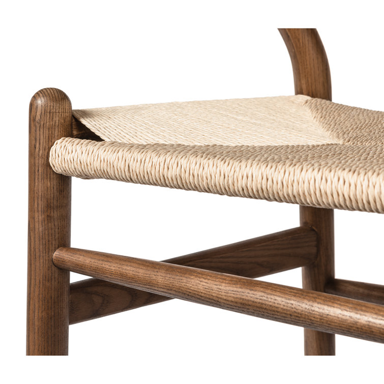 Walnut and Natural Woven Seat Counter Stool