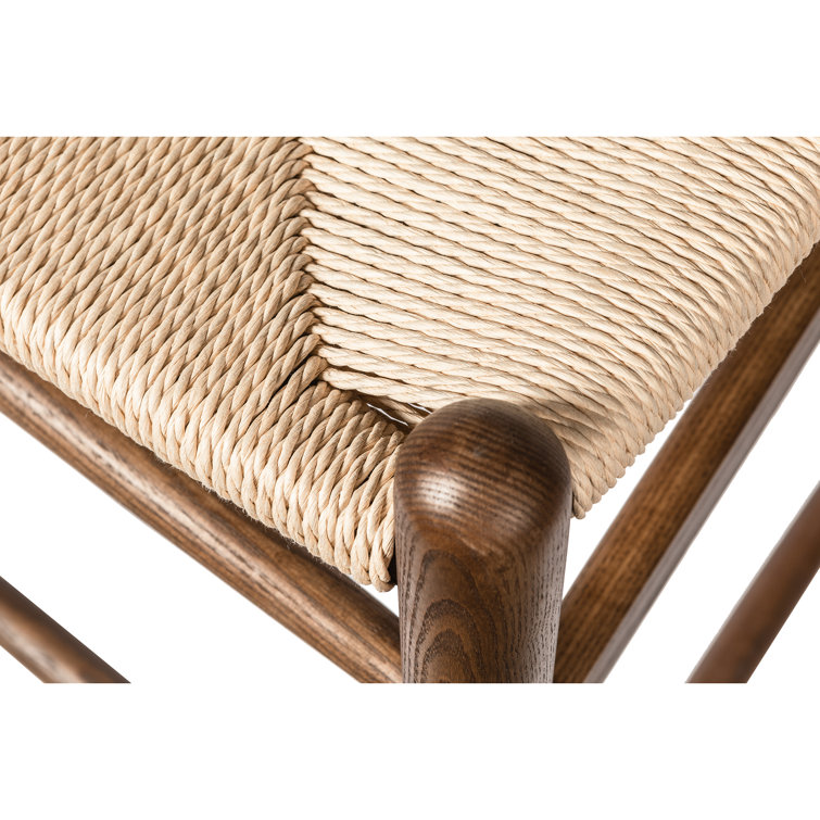 Walnut and Natural Woven Seat Counter Stool