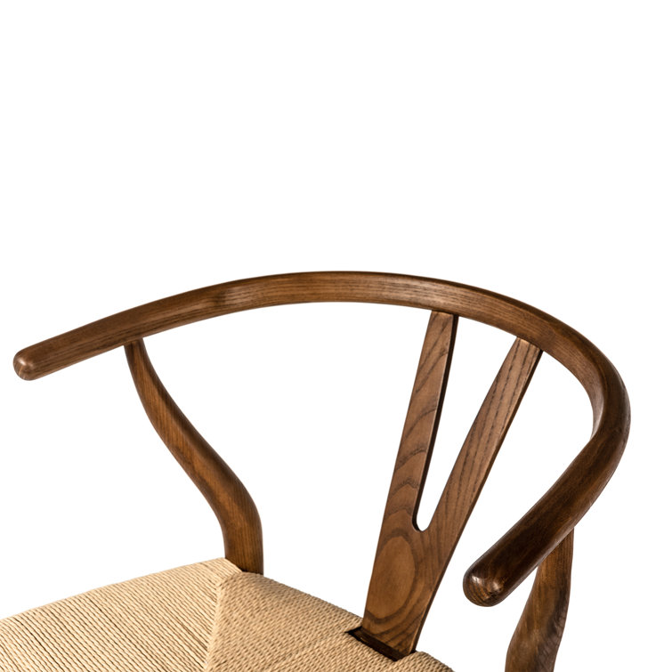 Walnut and Natural Woven Seat Counter Stool