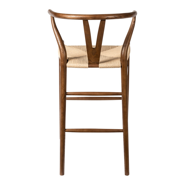 Walnut and Natural Woven Seat Counter Stool