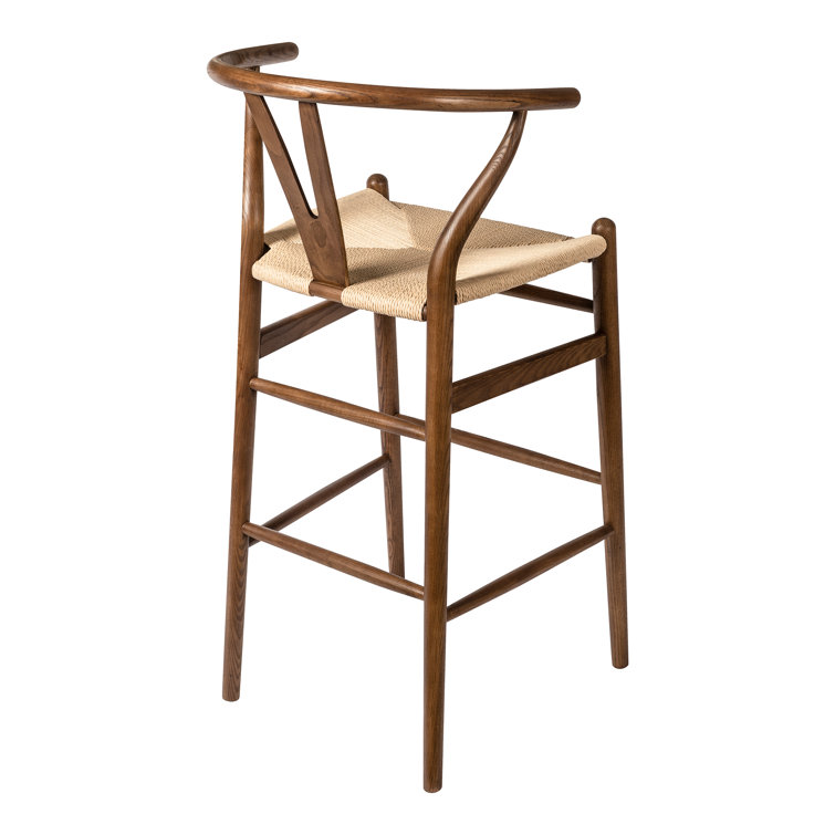 Walnut and Natural Woven Seat Counter Stool