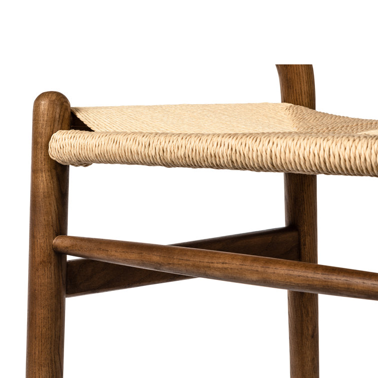 Walnut and Natural Woven Seat Counter Stool