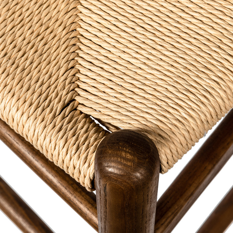 Walnut and Natural Woven Seat Counter Stool