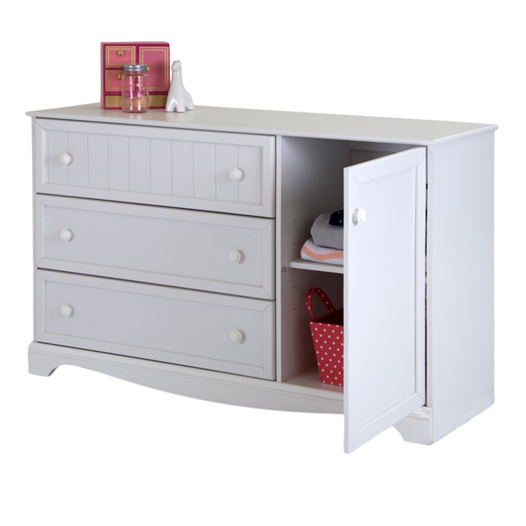 Savannah Cottage-Style 3-Drawer Combo Dresser in Pure White